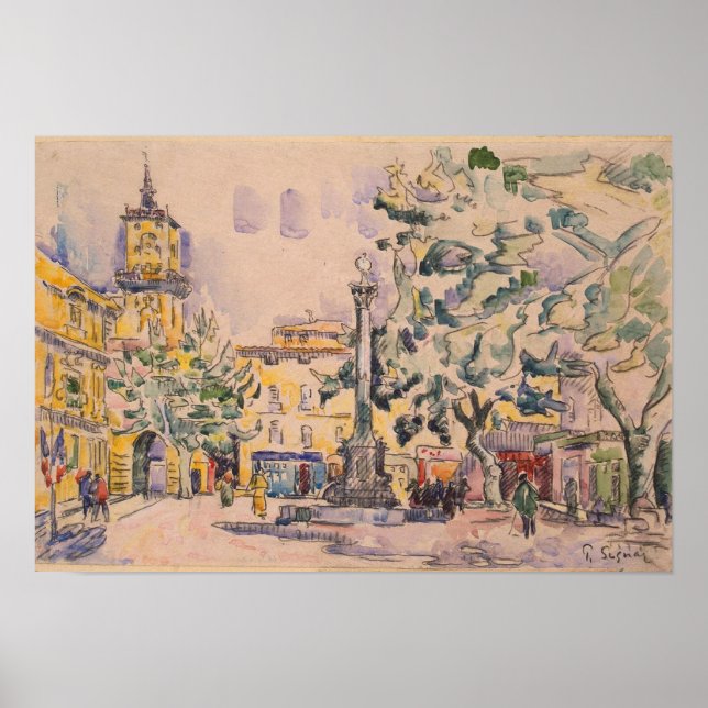 Póster Plaza del Hotel de Ville en Aix-en-Provence (Frente)