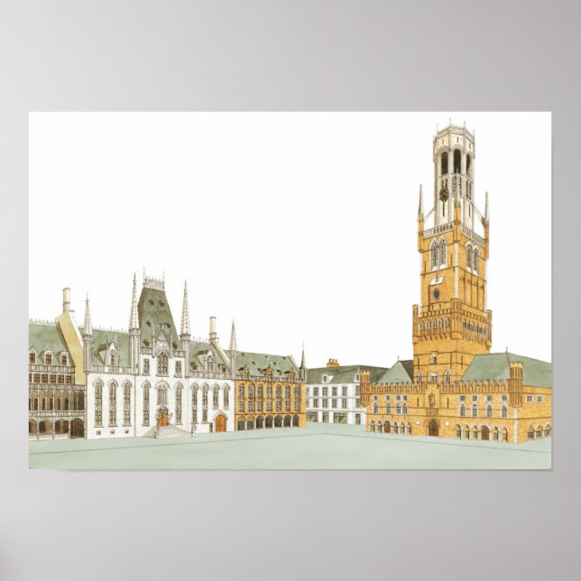 Póster Plaza del Mercado. Brujas Bélgica (Frente)