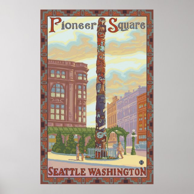 Póster Plaza del Pionero - Seattle, Poster del Tótem Occi (Frente)