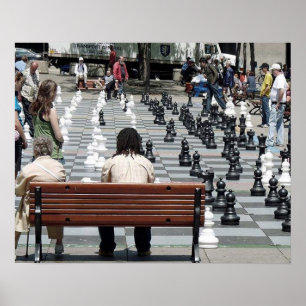 Póster Plaza Émilie-Gamelin en Montreal, ajedrez en el pa