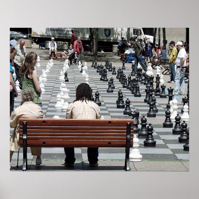 Póster Plaza Émilie-Gamelin en Montreal, ajedrez en el pa (Frente)
