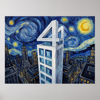 Póster Plaza Four Freedoms Noche estrellada Comic Book pa