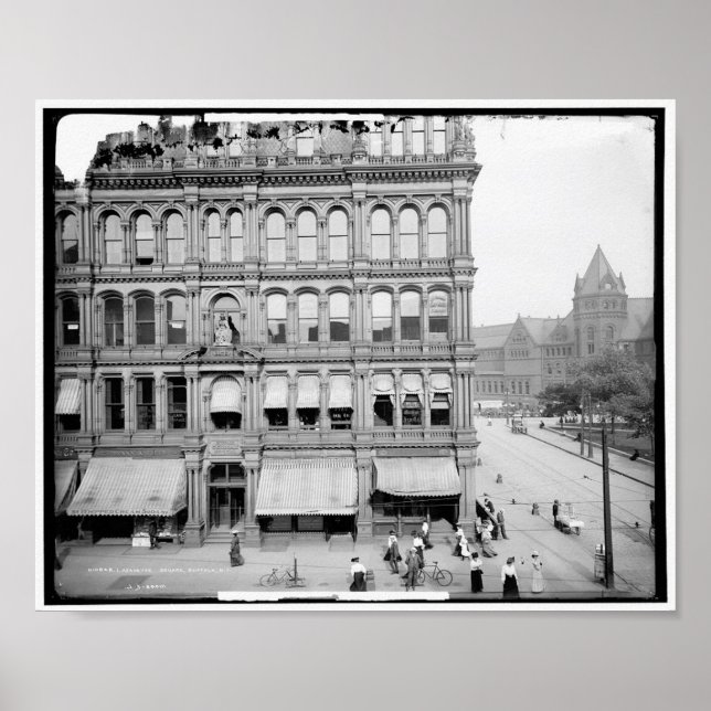 Póster Plaza Lafayette, Búfalo, N.Y. Vintage c1904 (Frente)