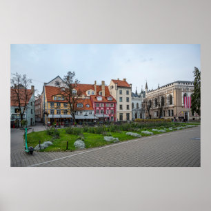 Póster Plaza Livu en Riga, Letonia