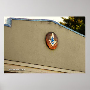 Póster Plaza Masónica y brújula
