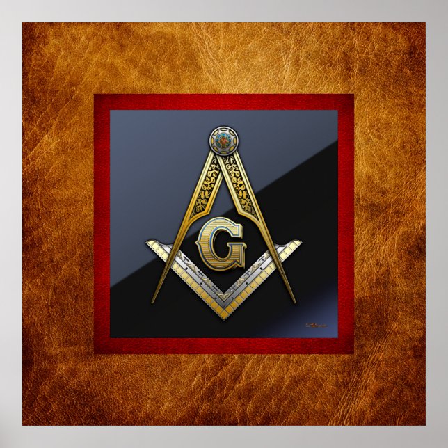 Póster Plaza masónica y brújulas (Frente)