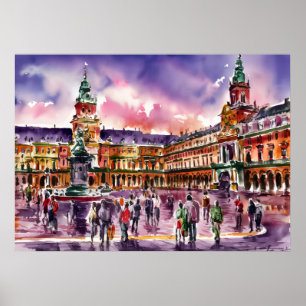 Póster Plaza Mayor, Madrid Pintura Acuarela