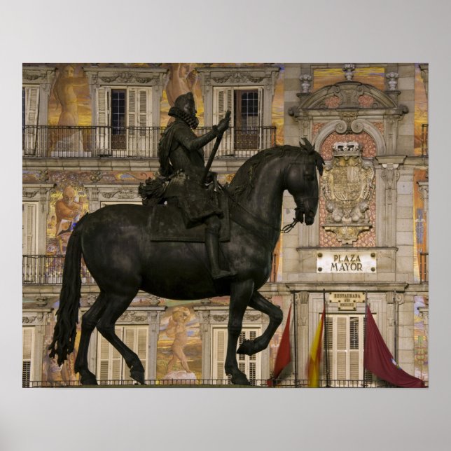 Póster Plaza Mayor with statue of Filipe III, Madrid, (Frente)