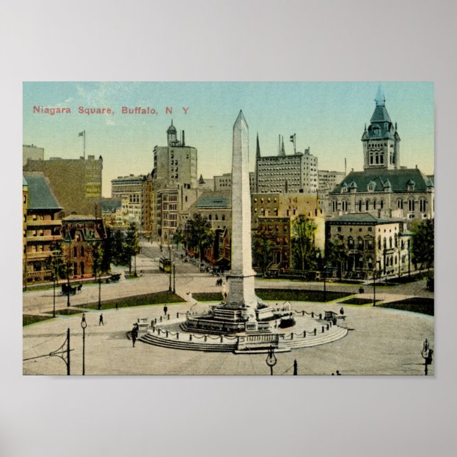 Póster Plaza Niagara, Búfalo, NY Vintage (Frente)