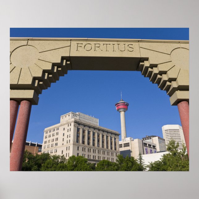 Póster Plaza Olímpica y Calgary Tower, Alberta, Canadá (Frente)