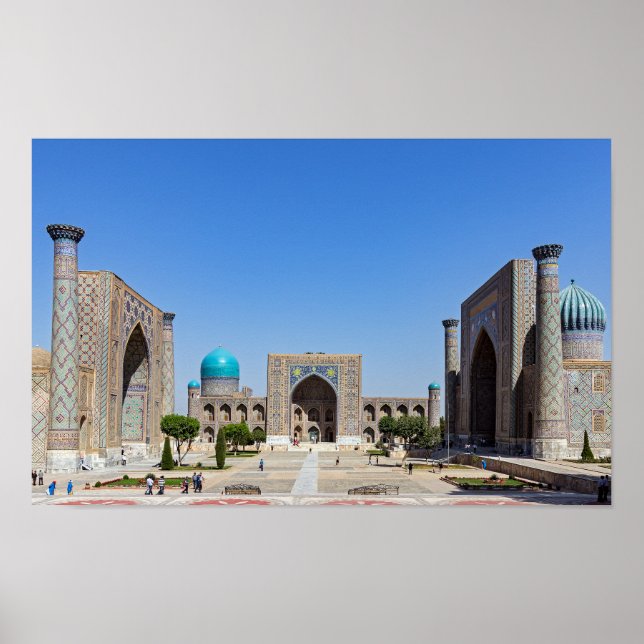 Póster Plaza Registan - Samarcanda, Uzbekistán, Asia (Frente)