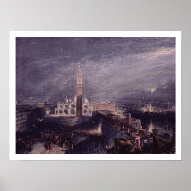 Póster Plaza San Marcos, Venecia (luz de la luna) grabada (Frente)