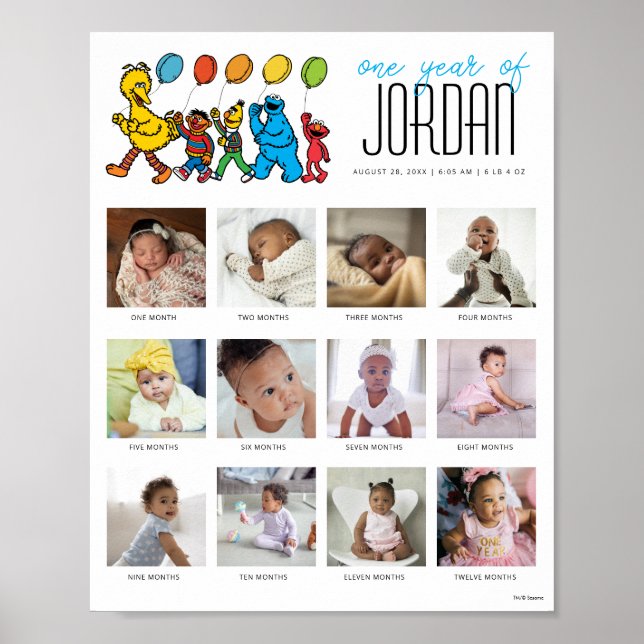 Póster Plaza Sésamo Pals Globos Un año de 12 meses (Frente)