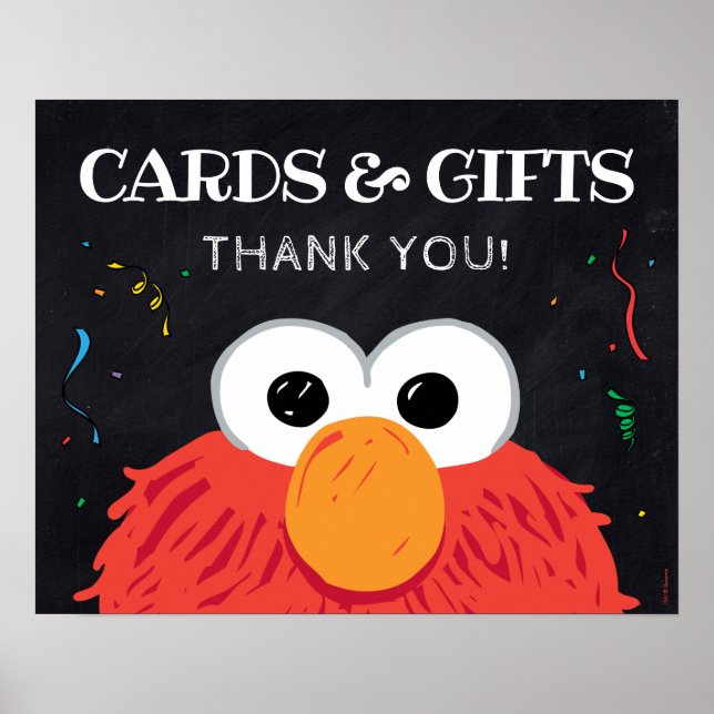 Póster Plaza Sésamo - Rótulo de tarjetas Elmo Chalkboard  (Frente)