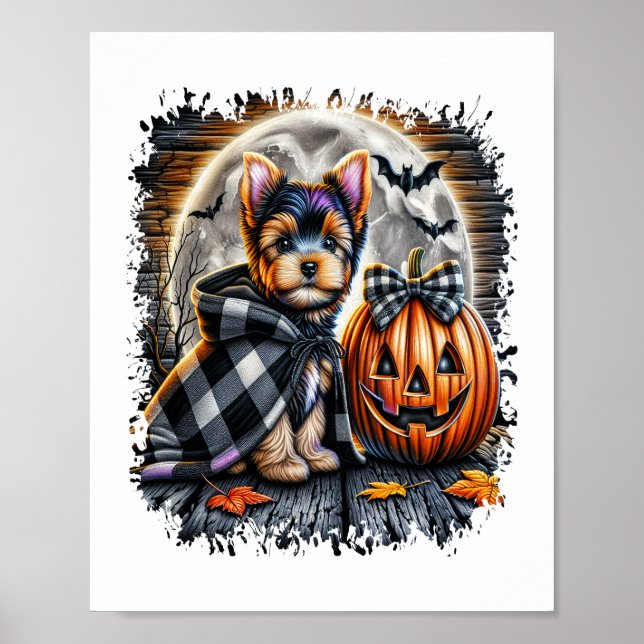 Póster Plaza Yorkie Dog Halloween (Frente)