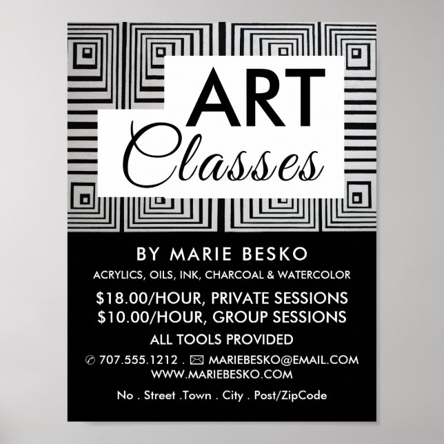 Póster Plazas de trippy Maze, profesor de arte, clases de (Frente)