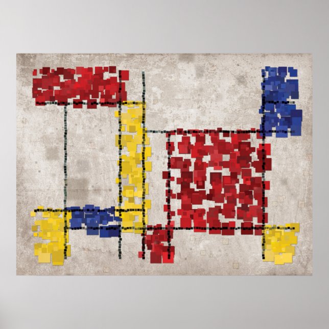 Póster Plazas inspiradas en Mondrian (Frente)