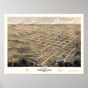 Póster Pleasant Hill, mapa panorámico del MES - 1869