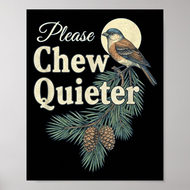 Póster Please Chew Quieter Christmas Funny Novelty  (Frente)