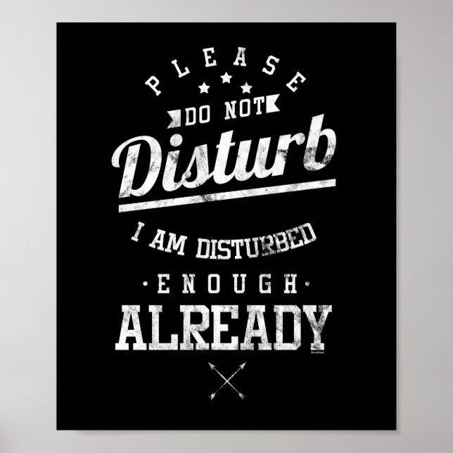 Póster Please Do Not Disturb I Am Disturbed Enough Funny (Frente)