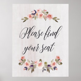 Póster Please find your seat sign poster