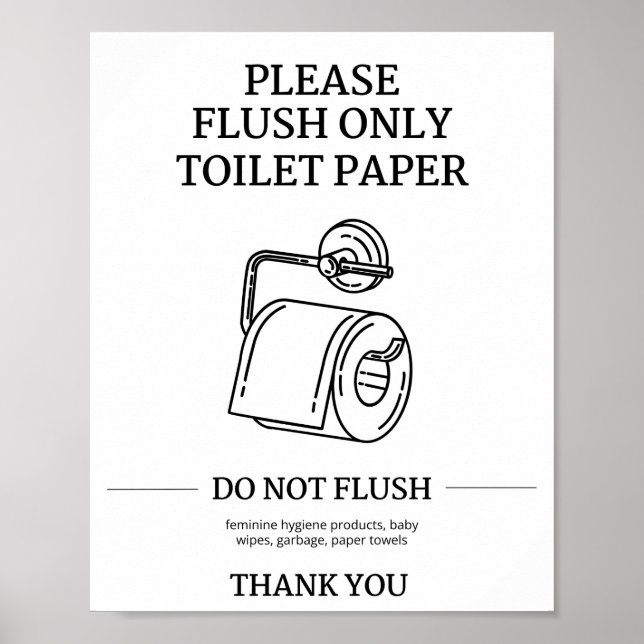Póster Please Flush Only Toilet Paper Instructional  (Frente)