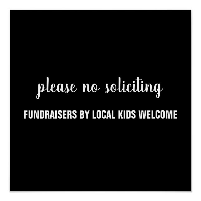 Póster please no soliciting fundraisers by local kids (Anverso)