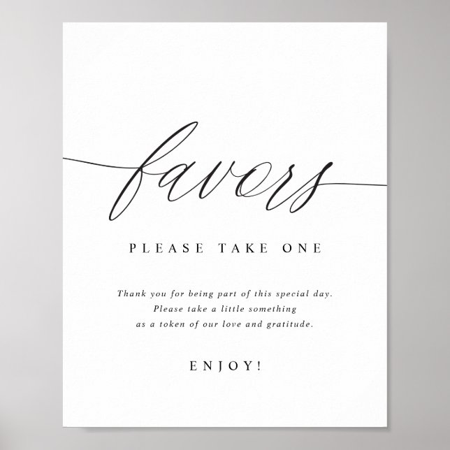 Póster Please Take One Elegant Modern Wedding Sign (Frente)