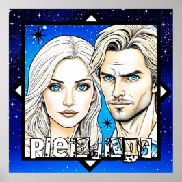 Póster Pléyadianos Extra Terrestrials Race con Estrellas