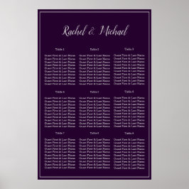 Póster Plum and Silver Lovely Grace Wedding Seating Chart
