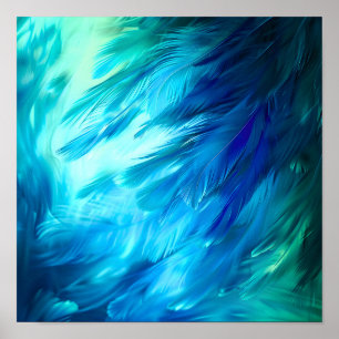 Póster Pluma abstracta verde azul