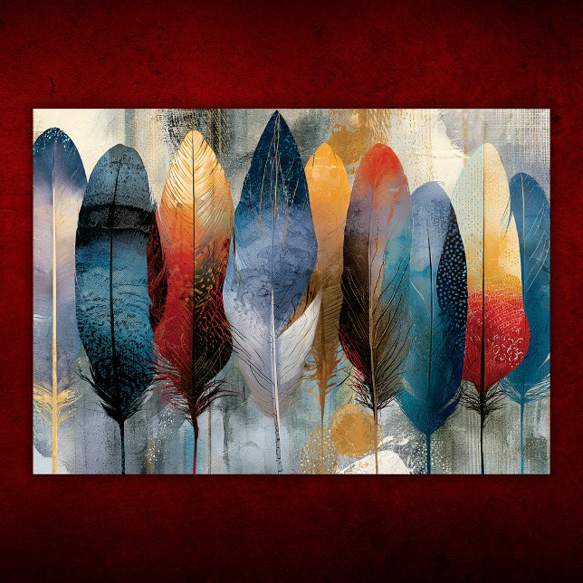 Póster Pluma Colorida Boho (Colorful Boho Feather Poster)