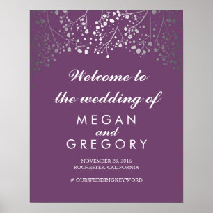 Póster Pluma de bienvenida del Boda de aliento del bebé d