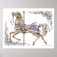Pluma de caballo de carrusel de primavera y Poster