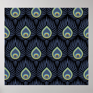 Póster Pluma de pavo real: Patrón elegante.
