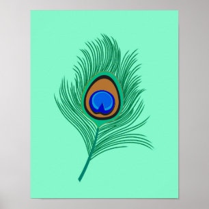 Póster Pluma de pavo real turquesa en acuario ligero
