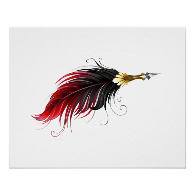 Póster Pluma de plumas rojas con nido de oro (Anverso)