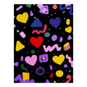 Póster Pluma de tinta azul del patrón 80 de moda