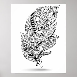 Póster Pluma tribal inspirada 2