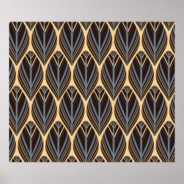 Póster plumas de estilo indio patrón sin fisuras en plata (Frente)