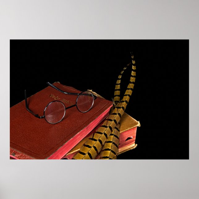 Póster plumas de faisán en la Biblia (Frente)