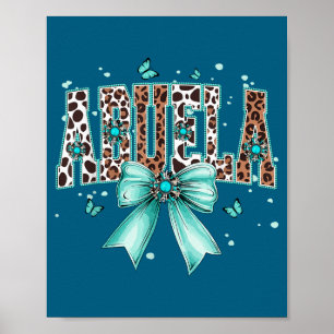 Póster Plumas occidentales abuela arco vaca azul turquesa