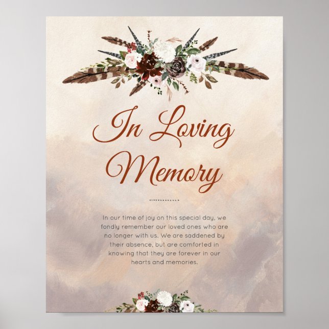 Póster Plumas rústicas del bosque y Flor en Flor (Frente)