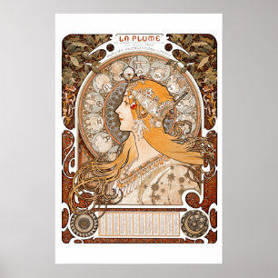 Póster Plume Zodiac Mujer de Alphonse Mucha - Art Nouveau