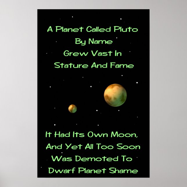 Póster Pluto Limerick del planeta enano (Frente)