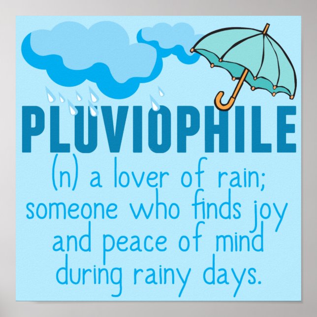 Póster Pluviophiophile Rain Lover Bonito Blue Umbrella (Frente)