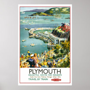 Póster Plymouth Devon Reino Unido Gran Bretaña Viajes Ant