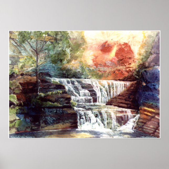 Póster PMACarlson Buttermilk Falls, Sunset Poster (Frente)