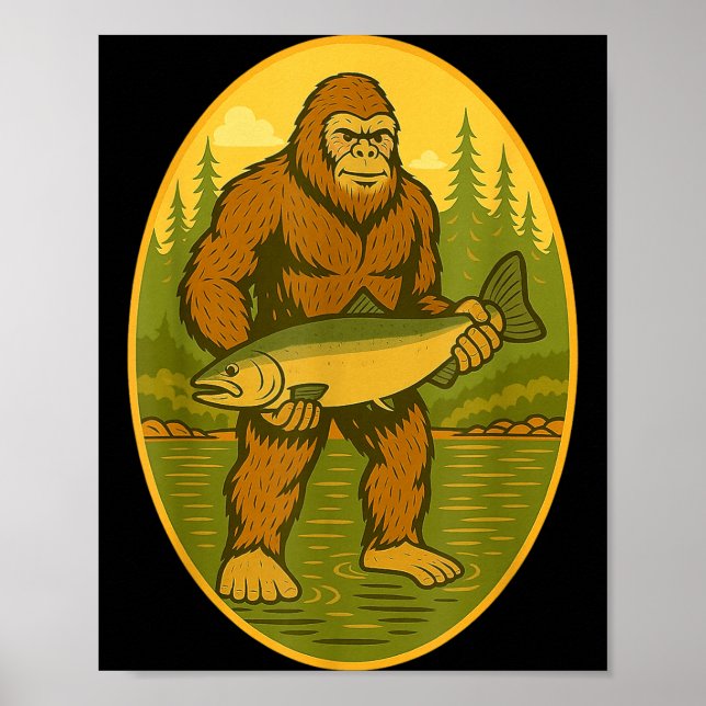 Póster Pnw Steelhead Sasquatch Fishing Big Foot Salmon Fi (Frente)
