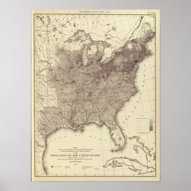 Póster Población de Estados Unidos 1860 (Frente)